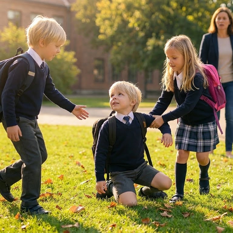 Especialista examinando los pies de un niño en la camilla de consulta para valorar el desarrollo de la pisada